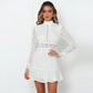 Elegant White Lace Embroidery Party Dress