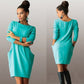 Women's Solid Pockets O-Neck Dress