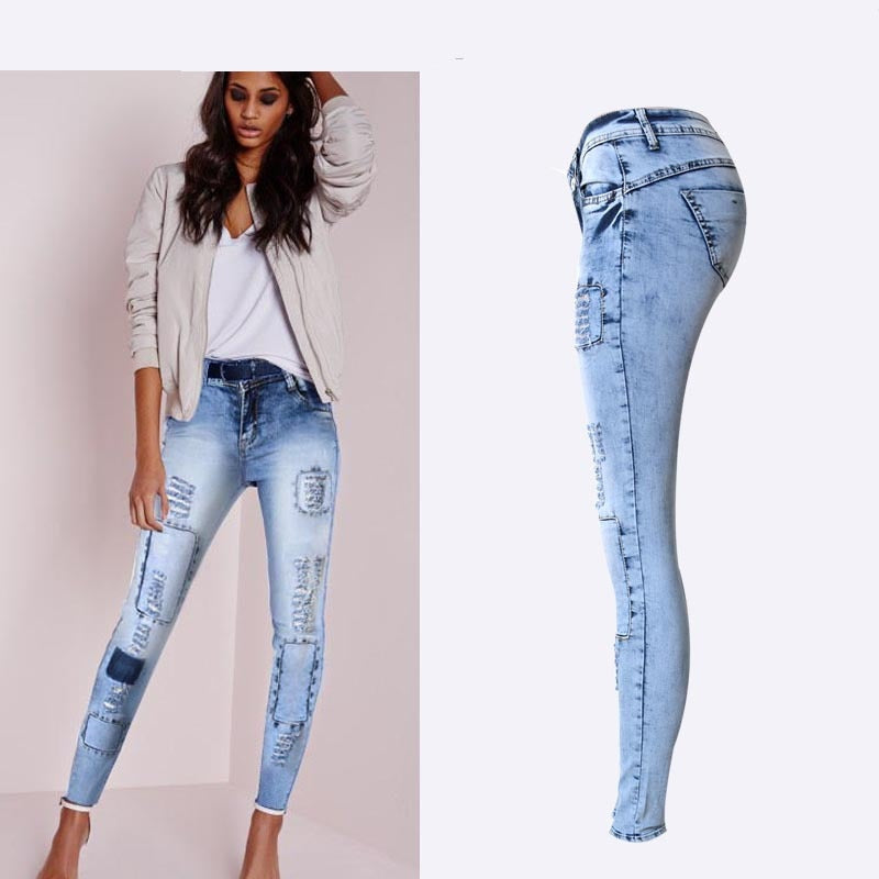 Women's Patchwork  Pencil Jeans