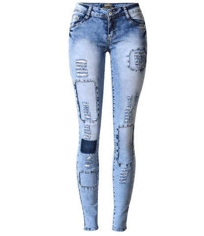 Women's Patchwork  Pencil Jeans