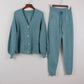 Women's 2-piece Knit  pattern v-neck cardigan & pants