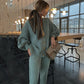 Women's 2-piece Knit  pattern v-neck cardigan & pants