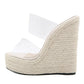 Women's Transparent Peep Toe Cane Wedges