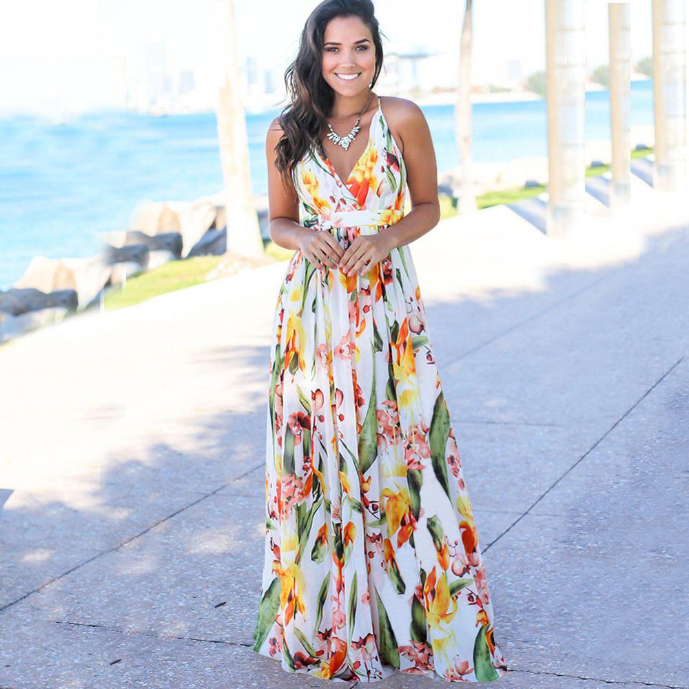 Women's Summer Floral Print Maxi Dress