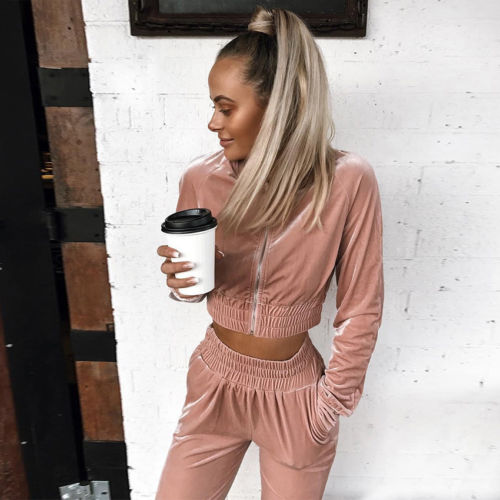 Women's 2 Piece Velvet Tracksuit