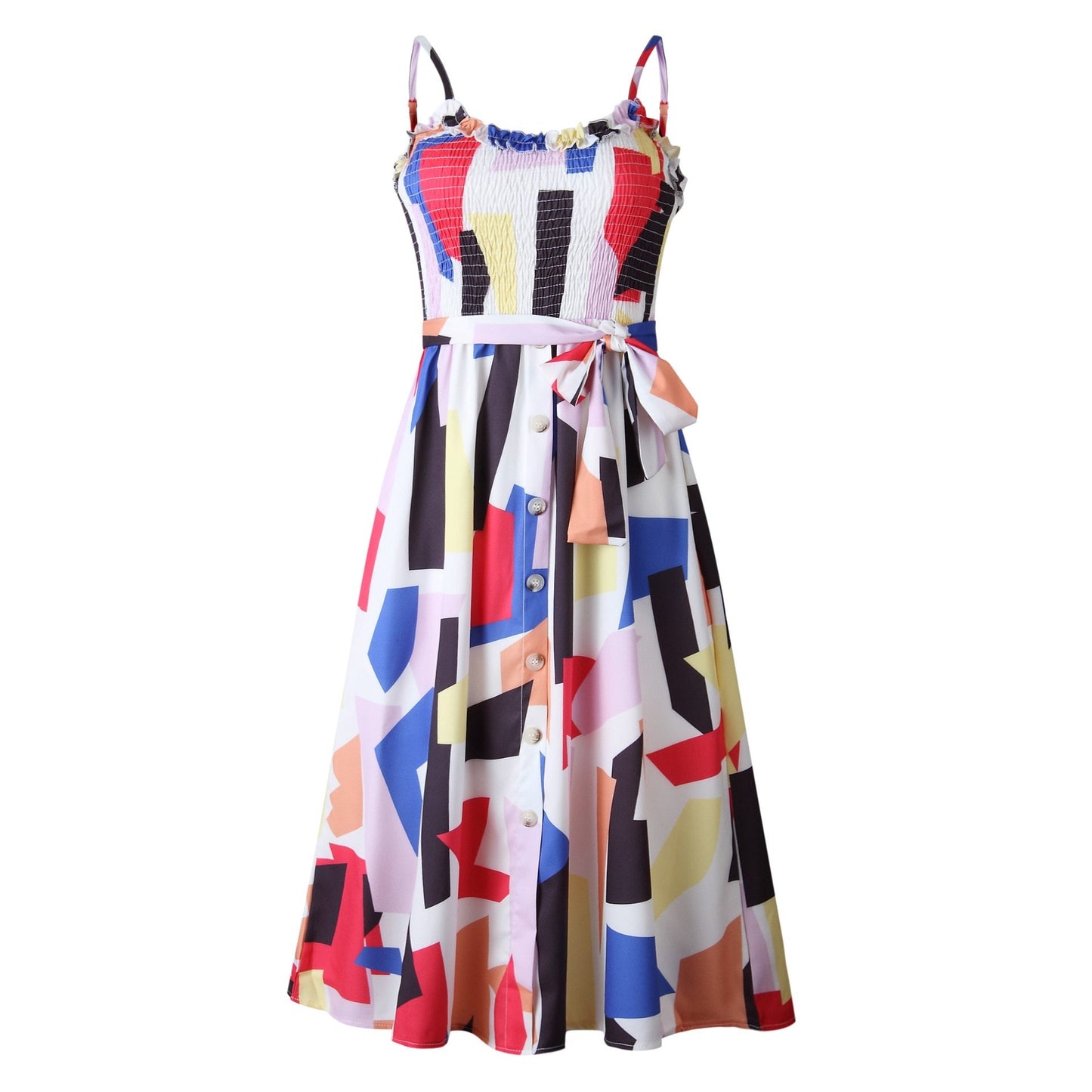 Women's Sleeveless Printed Button Dresses