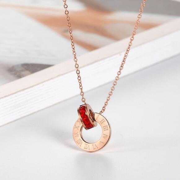 Women's Roman Numerical Two Circle Necklace