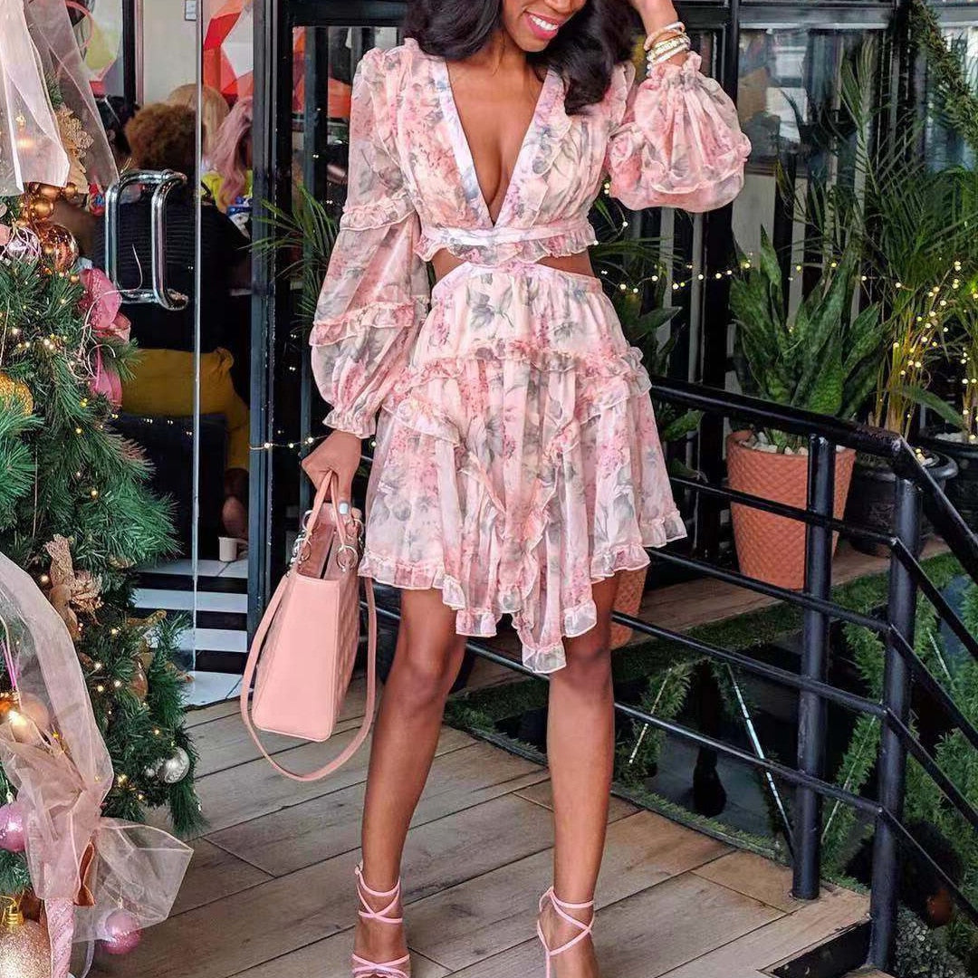 Women's Long Sleeve Floral Print Spring Dress