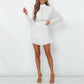 Elegant White Lace Embroidery Party Dress