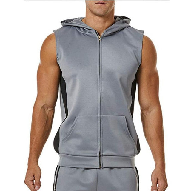 Men's Zipper Sports Hooded Vest