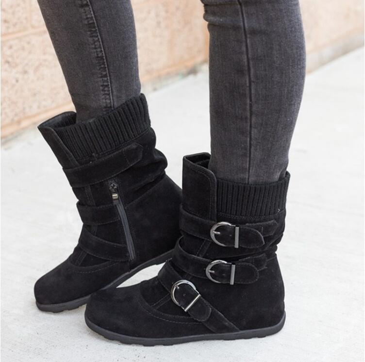 Women's Plain Winter Zipper Boots,