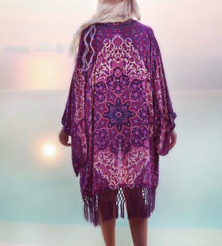 Women's Purple Tassel Beach Dress