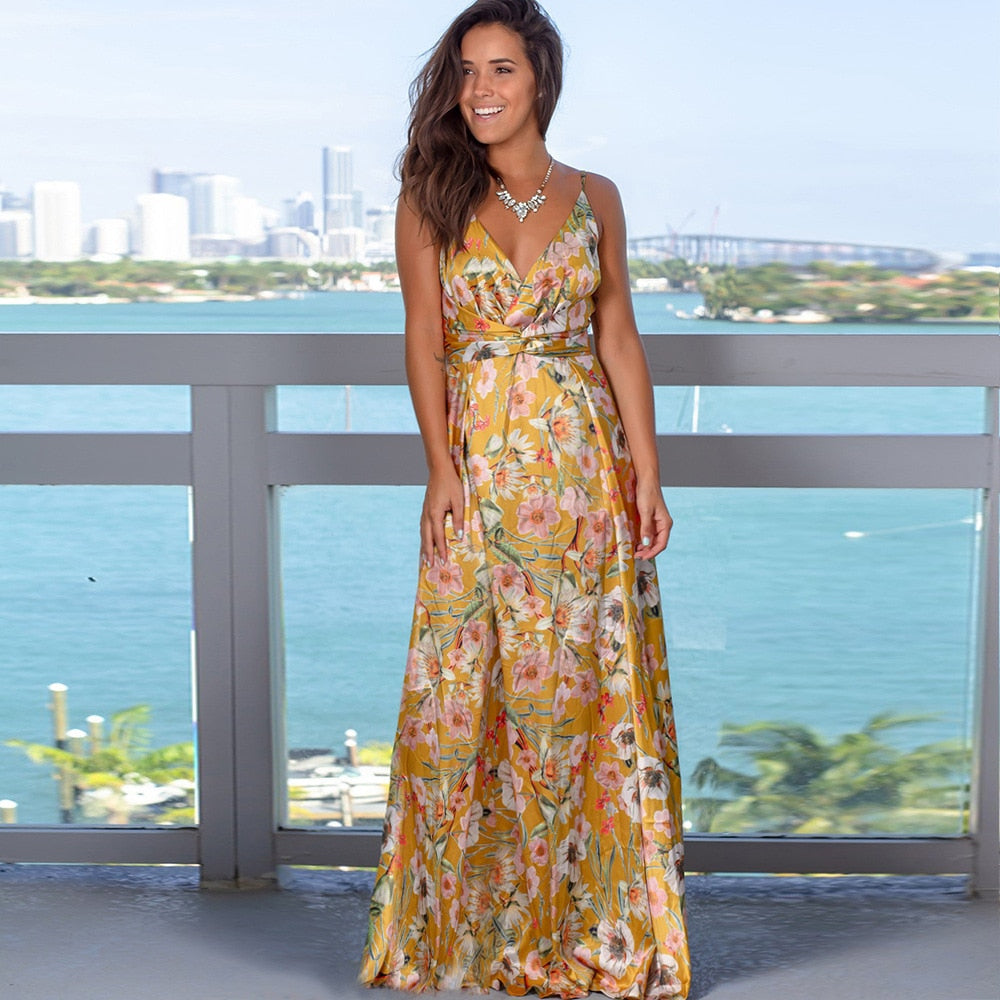 Women's Summer Floral Print Maxi Dress