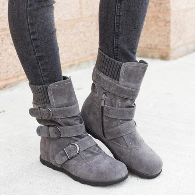 Women's Plain Winter Zipper Boots,