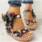 Women's Ankle Strap Floral Wedge