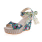 Women's Ankle Strap Floral Wedge