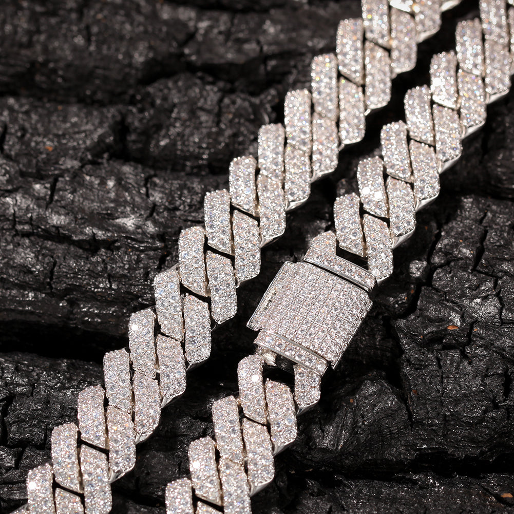 13mm Micro Pave Prong Cuban Chain Necklaces