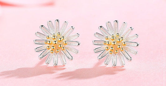 Women's Sterling Silver Daisy Earrings