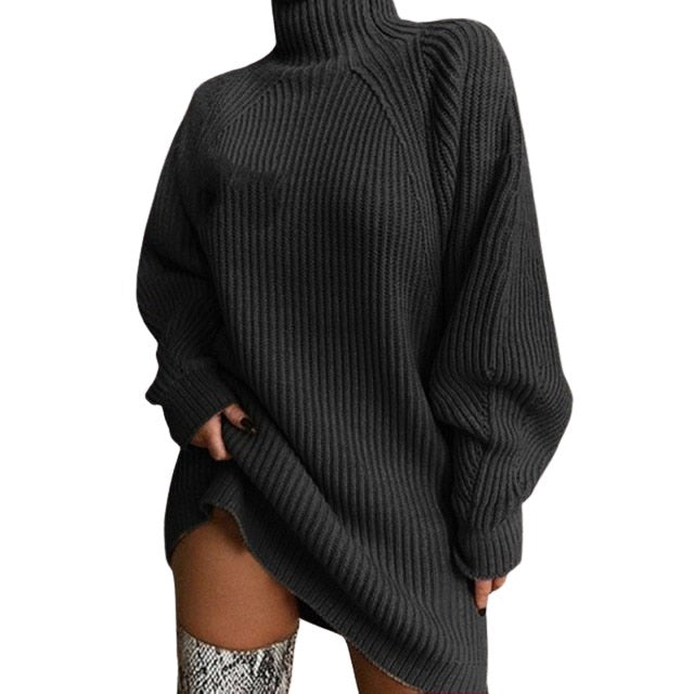 Women's Turtleneck Oversized Knitted Dress