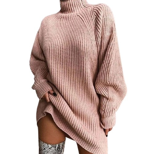 Women's Turtleneck Oversized Knitted Dress