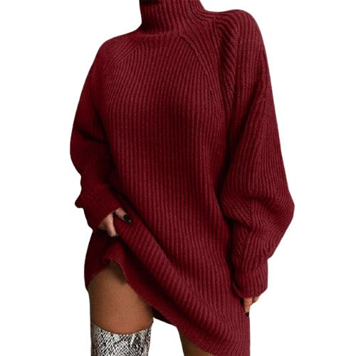 Women's Turtleneck Oversized Knitted Dress