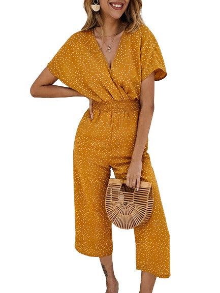 Women's Casual Print V-Neck Jumpsuit