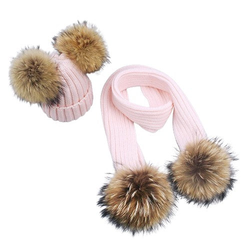 Women’s and girls Pompon Hats and Scarves Sets