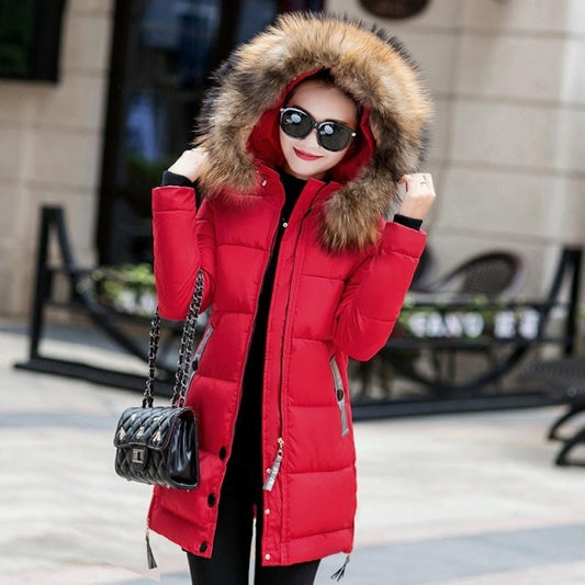 Women's Long  Fur Collar Winter Coat