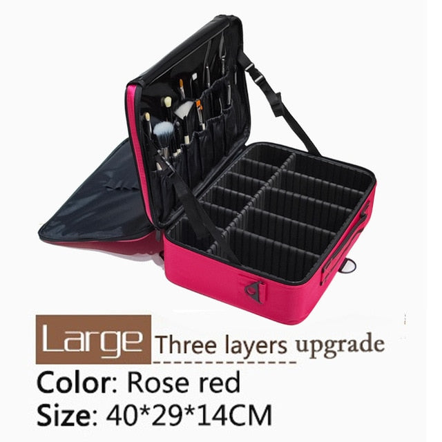 New Upgrade Large Capacity Cosmetic Bag Hot-selling Professional Women Travel Makeup Case.