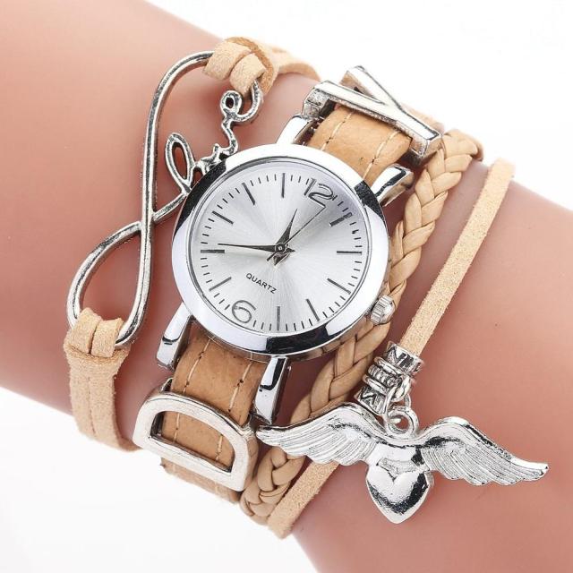 Duoya Brand Watches For Women’s Luxury Silver Heart Pendant Leather Belt Quartz Clock Ladies Wrist Watch Zegarek Damski