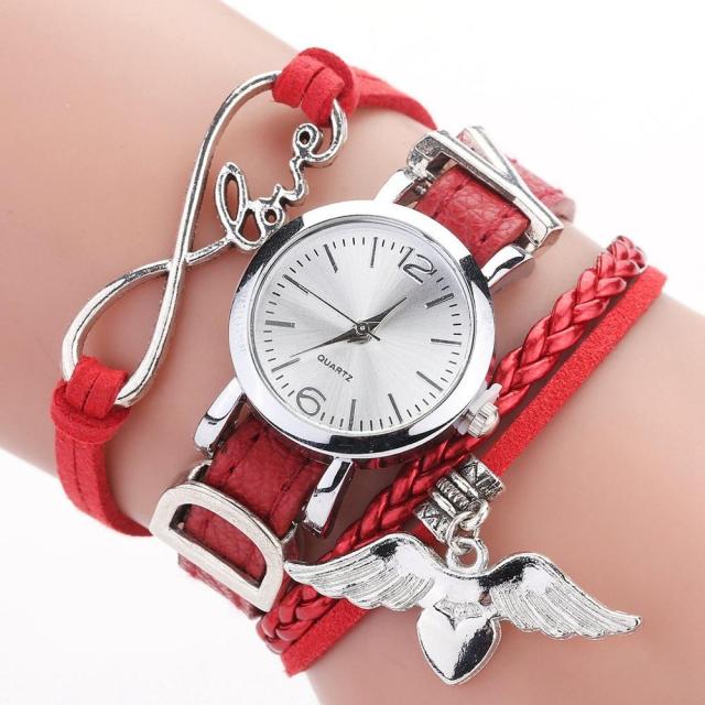 Duoya Brand Watches For Women’s Luxury Silver Heart Pendant Leather Belt Quartz Clock Ladies Wrist Watch Zegarek Damski