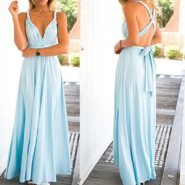 Women’s Multiway Wrap Convertible Boho Maxi  Dress