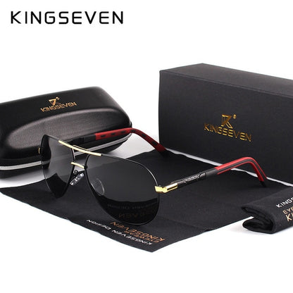 KINGSEVEN Men's Vintage Aluminum Polarized Sunglasses