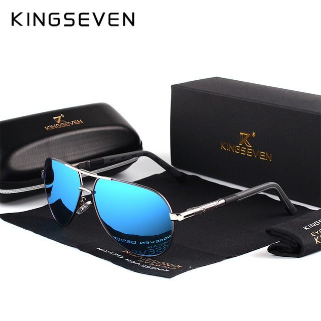 KINGSEVEN Men's Vintage Aluminum Polarized Sunglasses