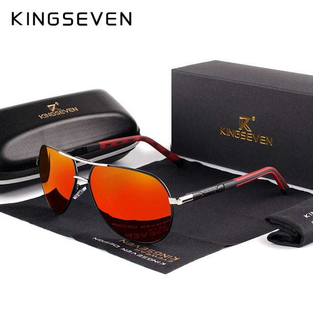 KINGSEVEN Men's Vintage Aluminum Polarized Sunglasses