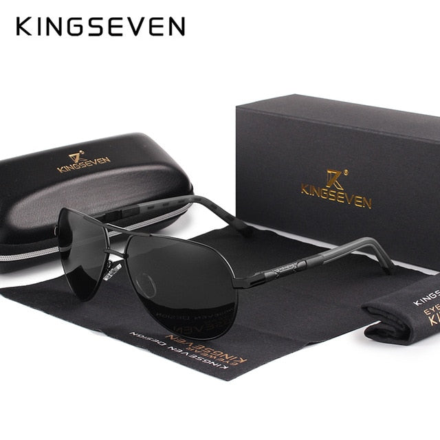 KINGSEVEN Men's Vintage Aluminum Polarized Sunglasses