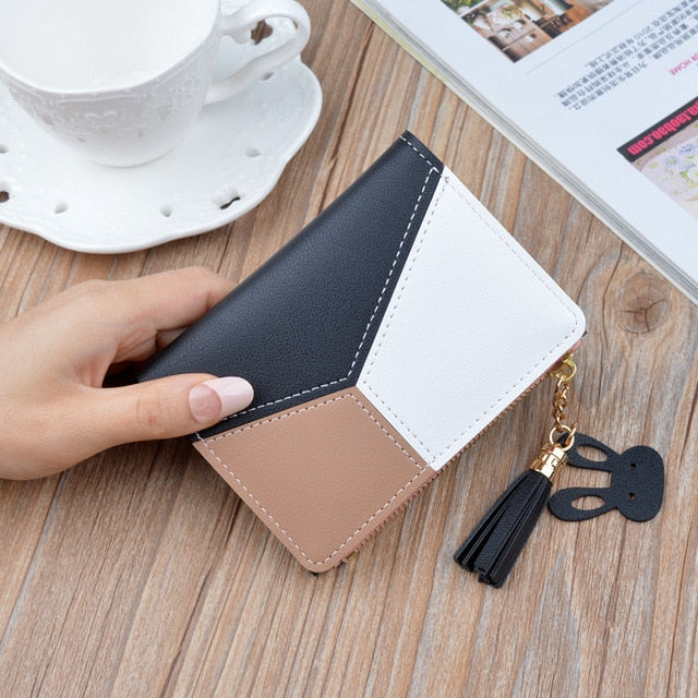 Geometric Women Cute Pink Wallets Pocket Purse Card Holder Patchwork Wallet Lady Female Fashion Short Coin Burse Money Bag.