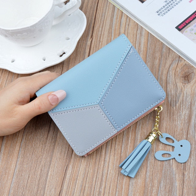 Geometric Women Cute Pink Wallets Pocket Purse Card Holder Patchwork Wallet Lady Female Fashion Short Coin Burse Money Bag.