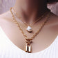 Women's  2 Layers Pearls Geometric Pendants Necklaces