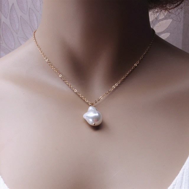 Women's  2 Layers Pearls Geometric Pendants Necklaces