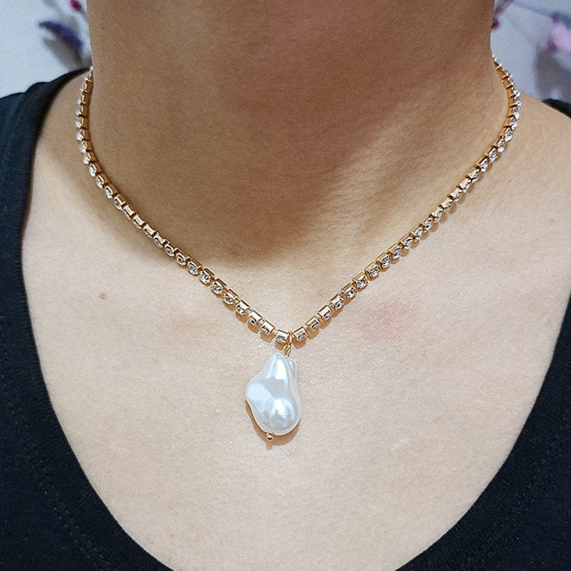 Women's  2 Layers Pearls Geometric Pendants Necklaces