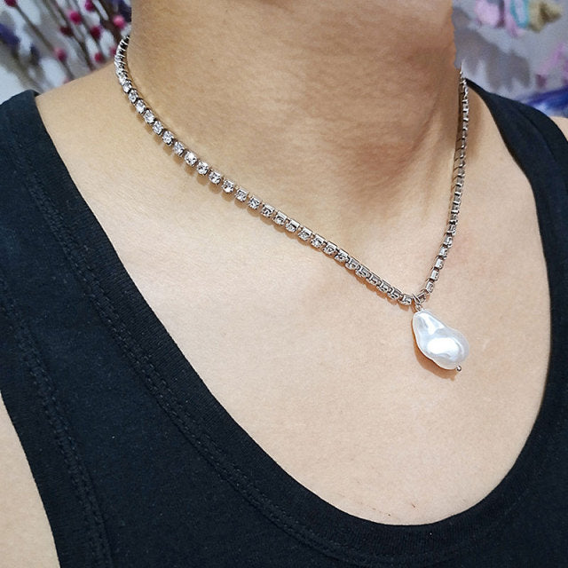 Women's  2 Layers Pearls Geometric Pendants Necklaces