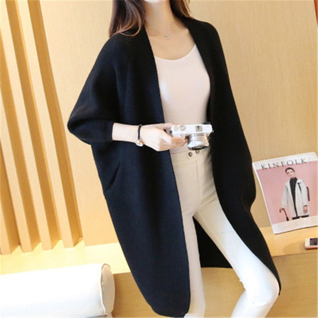 2020 Long Cardigan Women Sweater Autumn Winter Bat Sleeve Knitted Sweater Plus Size Jacket Loose Ladies Sweaters Cardigans 3XL.