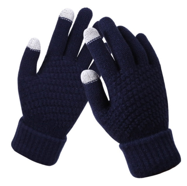 Women Winter Touch Screen Gloves Thicken Warm Knitted Stretch Gloves Imitation Wool Full Finger Outdoor Skiing Gloves