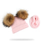 Winter Kids Girl’s Natural Raccoon Fur Hat And Scarf