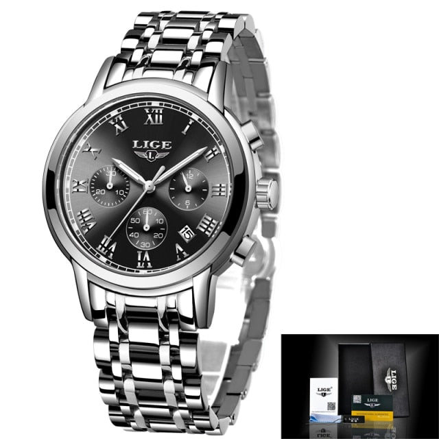 LIGE New Fashion Women's Watches Ladies Top Brand Luxury Creative Steel Women Bracelet Watches Female Quartz Waterproof Watch