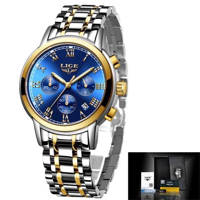 LIGE New Fashion Women's Watches Ladies Top Brand Luxury Creative Steel Women Bracelet Watches Female Quartz Waterproof Watch