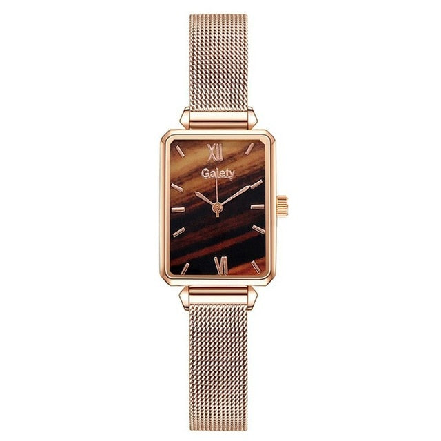 Gaiety Women’s Fashion Quartz Watch Bracelet Set Green Dial Luxury Women Watches Simple Rose Gold Mesh Ladies Watch