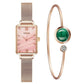 Gaiety Women’s Fashion Quartz Watch Bracelet Set Green Dial Luxury Women Watches Simple Rose Gold Mesh Ladies Watch