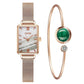 Gaiety Women’s Fashion Quartz Watch Bracelet Set Green Dial Luxury Women Watches Simple Rose Gold Mesh Ladies Watch